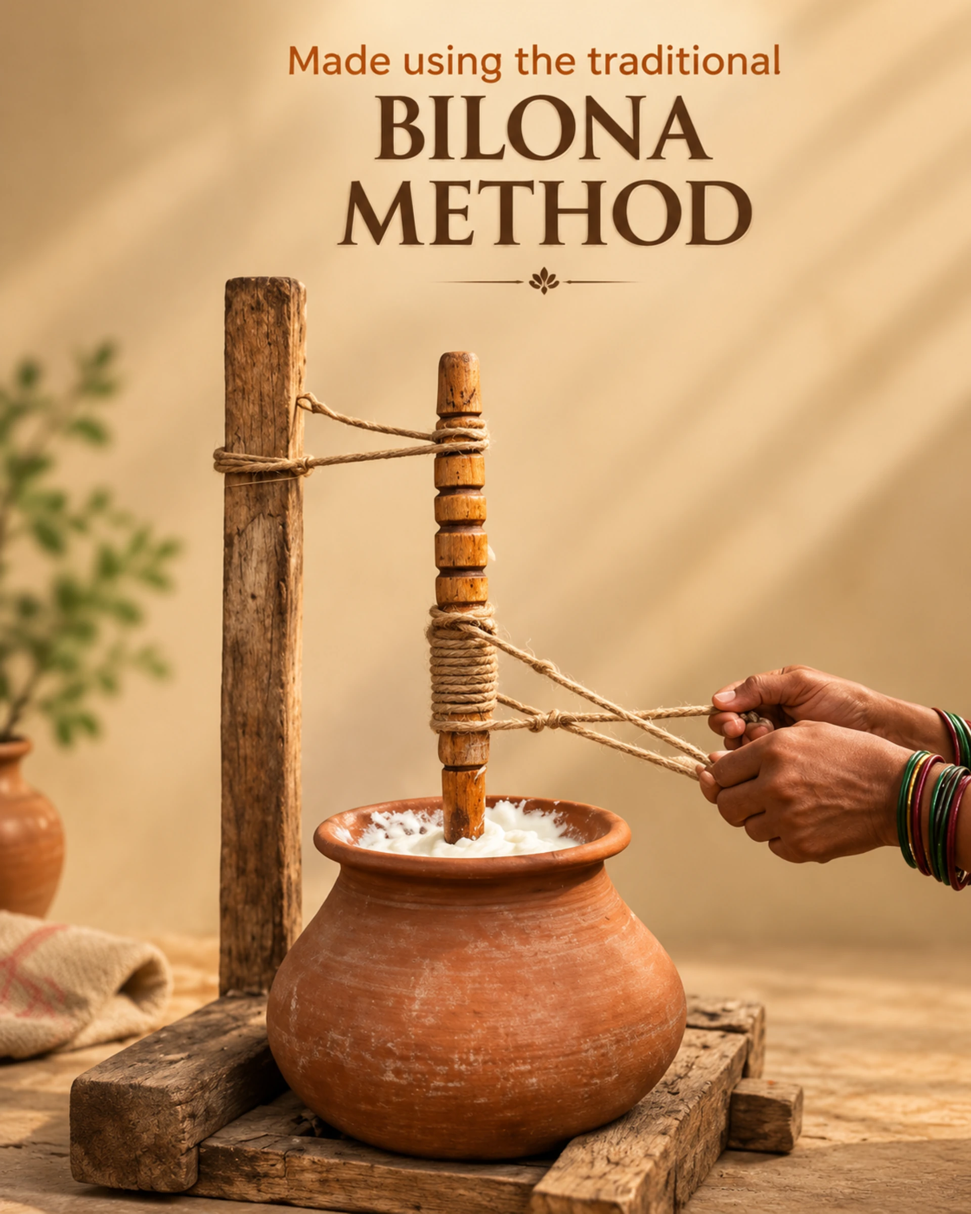 The traditional Bilona method, explained in the brand’s supplied image